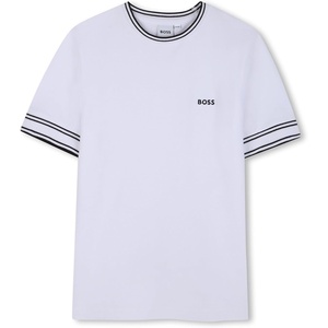 BOSS Boys’ Boys Short Sleeves Tee-Shirt Kids Cotton Graphic Short Sleeve T Shirt(White)