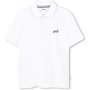 BOSS Boys Short Sleeve Polo Kids Short Sleeve Cotton Classic Fit Polo(White)