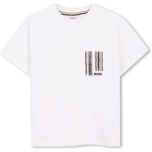 BOSS Boys Short Sleeves Tee-Shirt Kids Cotton Graphic Short Sleeve T Shirt(White)