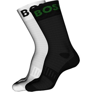 BOSS Men’s 2-pack Bold Logo Solid Cotton Socks(Black Thunder/White Cloud)