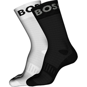 BOSS Men’s 2-pack Bold Logo Solid Cotton Socks(Blank White / Deep Black)