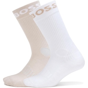 BOSS Men’s 2-pack Bold Logo Solid Cotton Socks(Cashew/White)