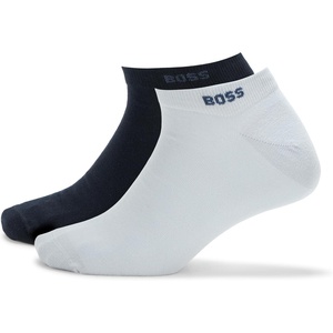 BOSS Men’s 2-pack Solid Cotton Ankle Socks(Arctic Ice/Navy)