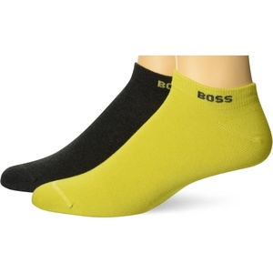 BOSS Men’s 2-pack Solid Cotton Ankle Socks(Bright Lime / Charcoal)