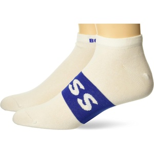BOSS Men’s 2-pack Solid Cotton Ankle Socks(Bright Royal Blue / Salt)