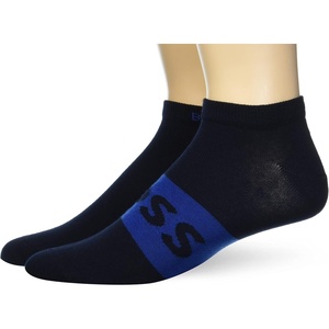 BOSS Men’s 2-pack Solid Cotton Ankle Socks(Captain Navy)