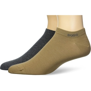 BOSS Men’s 2-pack Solid Cotton Ankle Socks(Cement/Camel)