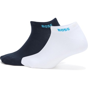 BOSS Men’s 2-pack Solid Cotton Ankle Socks(Clean Navy/White)