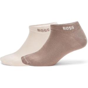BOSS Men’s 2-pack Solid Cotton Ankle Socks(Cream/Cappuccino)