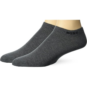 BOSS Men’s 2-pack Solid Cotton Ankle Socks(Magnet Grey)