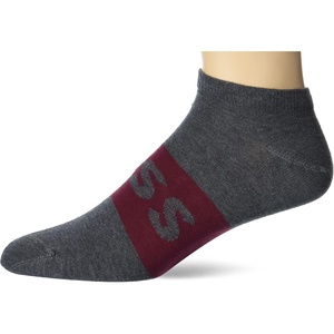 BOSS Men’s 2-pack Solid Cotton Ankle Socks(Melange Grey/Melange Grey Logo)