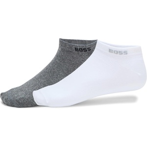 BOSS Men’s 2-pack Solid Cotton Ankle Socks(Moonrock Grey/White)