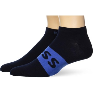 BOSS Men’s 2-pack Solid Cotton Ankle Socks(Peacock/Peacock & Cobalt)