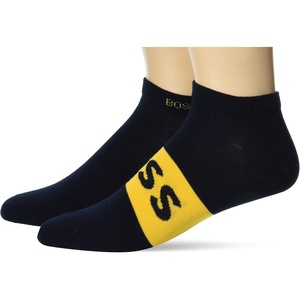 BOSS Men’s 2-pack Solid Cotton Ankle Socks(Stark Navy/Stark Navy Logo)