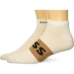 BOSS Men’s 2-pack Solid Cotton Ankle Socks(Ultra White)