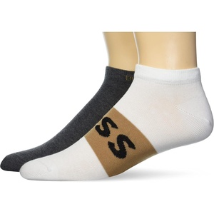 BOSS Men’s 2-pack Solid Cotton Ankle Socks(White Soap/Cement)