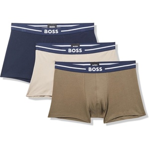 BOSS Men’s 3-pack Bold Logo Trunks(Khaki Green/Sand/Blue Marine)