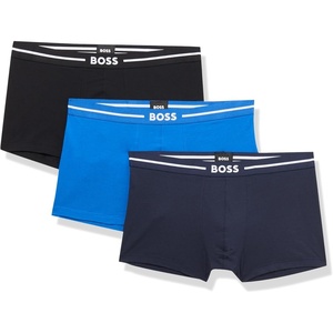 BOSS Men’s 3-pack Bold Logo Trunks(Nautical Blue/Navy/Black)