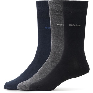 BOSS Men’s 3-pack Solid Cotton Socks Gift Set(Black/Shadow Grey/Navy)