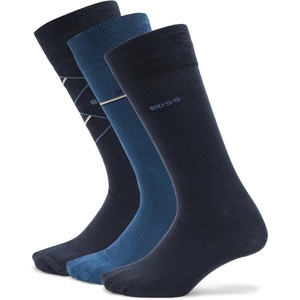BOSS Men’s 3-pack Solid Cotton Socks Gift Set(Festive Navy)