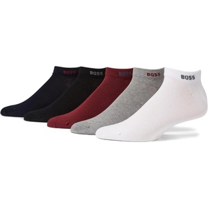 BOSS Men’s 5 Pack Solid Cotton Stretch Socks(White  Deep Black  Slate Blue  Burgundy Red  Light Pebble Grey)
