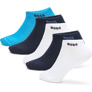 BOSS Men’s 5 Pack Solid Cotton Stretch Socks(White/White/Navy/Navy/Opal Sky)