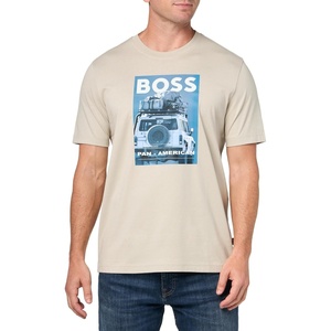 BOSS Men’s Big Logo Car Graphic T-Shirt(Dessert Beige)