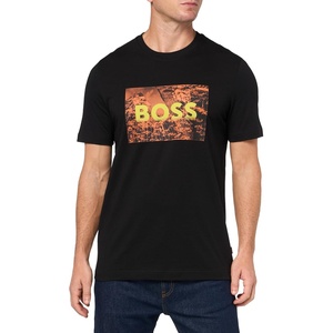 BOSS Men’s Big Logo City Scape Cotton T-Shirt(Black Currant)