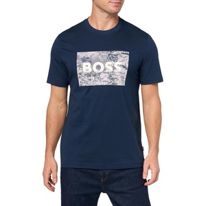 BOSS Men’s Big Logo City Scape Cotton T-Shirt(Blueberry Blue)