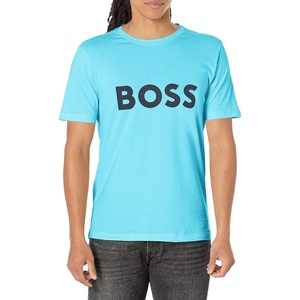 BOSS Mens Big Logo Jersey Cotton T-Shirt(Cerulean)