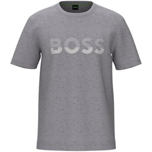 BOSS Mens Big Logo Jersey Cotton T-Shirt(Grey Fog)