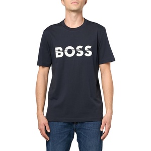 BOSS Mens Big Logo Jersey Cotton T-Shirt(Navy Dust)