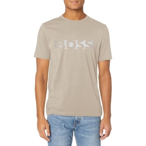 BOSS Mens Big Logo Jersey Cotton T-Shirt(Stone Beige)