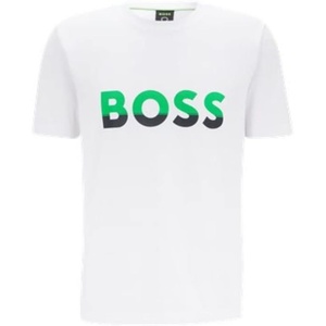 BOSS Mens Big Logo Jersey Cotton T-Shirt(Ultra White)