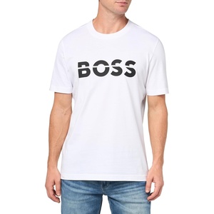 BOSS Mens Big Logo Jersey Cotton T-Shirt(White Oak)