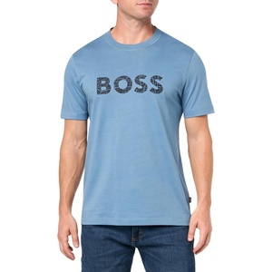 BOSS Men’s Big Textured Logo Cotton T-Shirt(Niagara Mist)