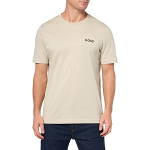 BOSS Men’s Bold Contrast Logo Cotton T-Shirt(Oat Cream)