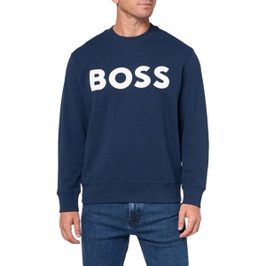 BOSS Men’s Bold Logo French Terry Crew Neck Sweatshirt(Blueberry Blue)