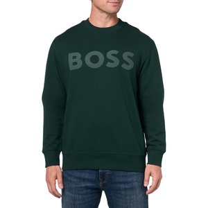 BOSS Men’s Bold Logo French Terry Crew Neck Sweatshirt(Dark Forest Green)