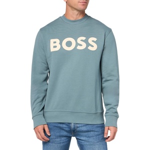 BOSS Men’s Bold Logo French Terry Crew Neck Sweatshirt(Goblin Green)