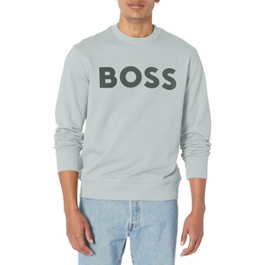 BOSS Men’s Bold Logo French Terry Crew Neck Sweatshirt(High Rise Grey)
