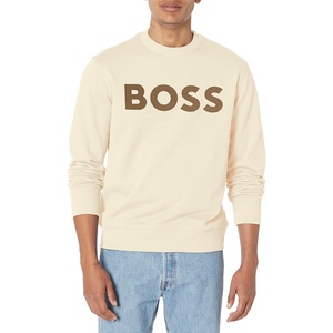 BOSS Men’s Bold Logo French Terry Crew Neck Sweatshirt(Light Sand)