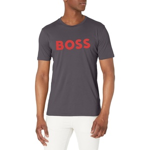 BOSS Men’s Bold Logo Short-Sleeve Jersey T-Shirt(Asphault Grey)