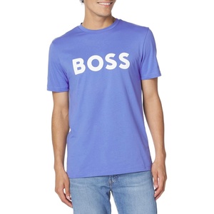 BOSS Men’s Bold Logo Short-Sleeve Jersey T-Shirt(Baja Blue)