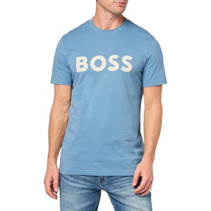 BOSS Men’s Bold Logo Short-Sleeve Jersey T-Shirt(Blue Dust)