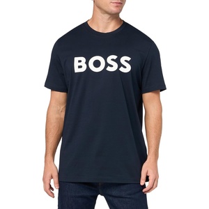 BOSS Men’s Bold Logo Short-Sleeve Jersey T-Shirt(Blueberry Blue)