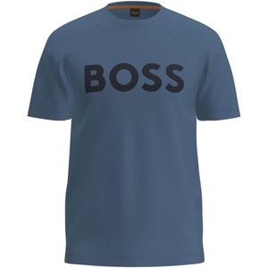 BOSS Men’s Bold Logo Short-Sleeve Jersey T-Shirt(Chambray Blue)