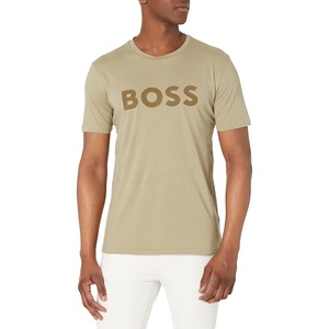 BOSS Men’s Bold Logo Short-Sleeve Jersey T-Shirt(Coriander Beige)