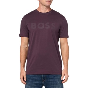 BOSS Men’s Bold Logo Short-Sleeve Jersey T-Shirt(Eggplant)