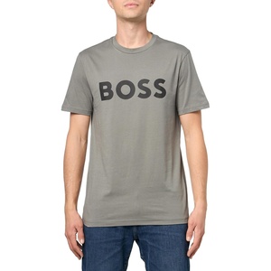 BOSS Men’s Bold Logo Short-Sleeve Jersey T-Shirt(Fossil Grey)